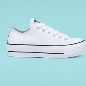 Converse White Leather platform sneakers size 6